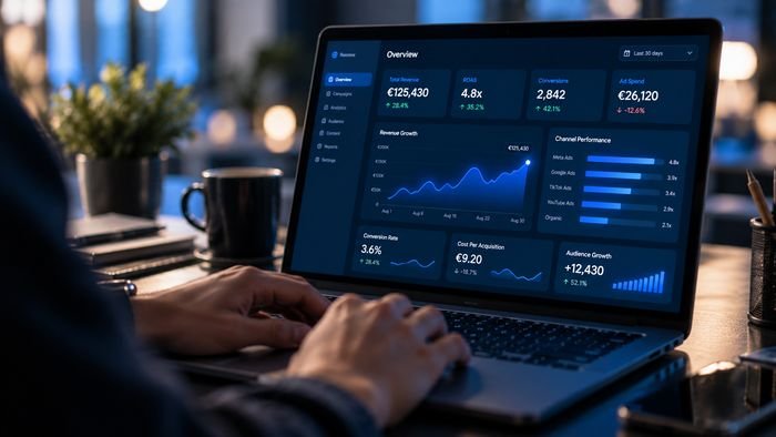 A rising performance chart showing a 256 percent increase